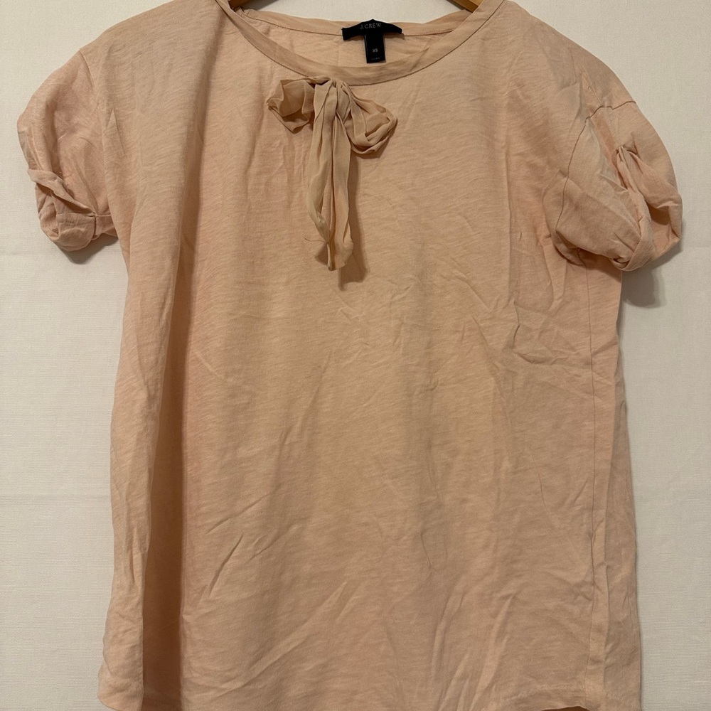 New without tags J. Crew Peach Blouse with Bow Accent